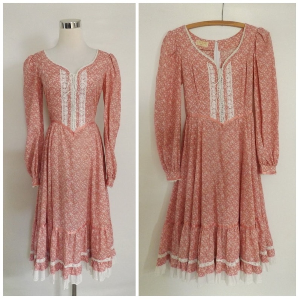 🎀🌸Gunne Sax style ’70s hippie cottagecore prairie dress